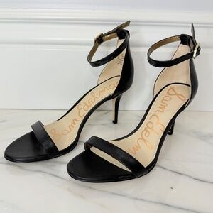 NEW Sam Edelman Leather Strappy Sandals with Heel - Black 36